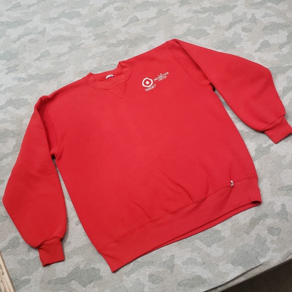 Vintage Target Sweatshirt Men Medium Red Russell Pullover Crew Neck 90s Employee - Picture 2 of 11
